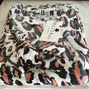 Mason Grey NWT leopard print short banded robe M